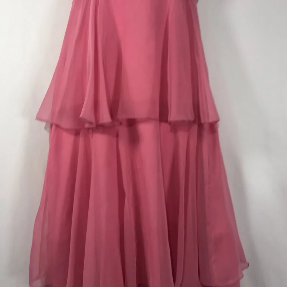 Sold—Vintage Pink Chiffon Empire Waist Maxi Dress with Matching Chiffon Cape - Picture 10 of 17